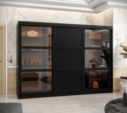 Arte Parma Iii Sliding Door Wardrobe (H2000mm W2500mm D620mm) With Shelves -Black Matt - thumbnail 1