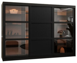 Arte Parma Iii Sliding Door Wardrobe (H2000mm W2500mm D620mm) With Shelves -Black Matt - thumbnail 2