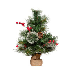 Samuel Alexander 50Cm Mini Christmas Tree With Red Berries, Pinecones And Frosted Tips In Burlap Base - thumbnail 8