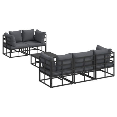Berkfield Modern Garden Sofa Set With Cushion 6 Pcs Black Aluminium