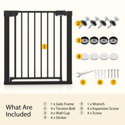 Costway Baby Gate For Stairs Auto-Close Door Gate Safety Child Fence-Black - thumbnail 4