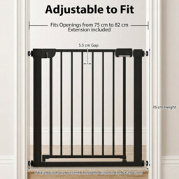 Costway Baby Gate For Stairs Auto-Close Door Gate Safety Child Fence-Black - thumbnail 6