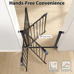 Costway Baby Gate For Stairs Auto-Close Door Gate Safety Child Fence-Black - thumbnail 7