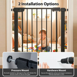 Costway Baby Gate For Stairs Auto-Close Door Gate Safety Child Fence-Black - thumbnail 3