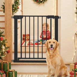 Costway Baby Gate For Stairs Auto-Close Door Gate Safety Child Fence-Black - thumbnail 8