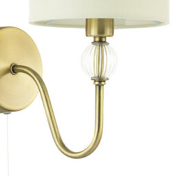 Happy Homewares Traditional Bedside Wall Light In Antique Brass With Pull Switch And Shade - thumbnail 5
