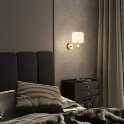 Happy Homewares Traditional Bedside Wall Light In Antique Brass With Pull Switch And Shade - thumbnail 7