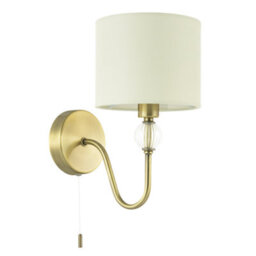 Happy Homewares Traditional Bedside Wall Light In Antique Brass With Pull Switch And Shade - thumbnail 2