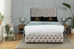 UKBEDFURNITURE Monaco Plush Silver End Opening Divan Ottoman Bed With 54 Inch Headboard - thumbnail 2
