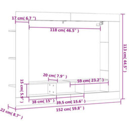 Vidaxl Tv Cabinet White 152X22X113 Cm Engineered Wood - thumbnail 9