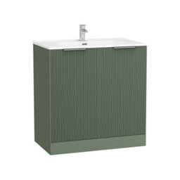 Royal Bathrooms Evora 800mm Sage Green Fluted Floor Standing Bathroom Vanity Unit 2 Door Cabinet Storage With Ceramic Basin Sink - 1 Tap Hole - thumbnail 5