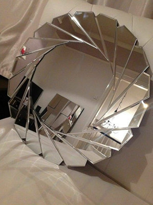 Biznest Round Shape Designer Bevelled Edge Swirl Design Wall Mirror Frame Beautiful Decoration Art Piece Gift (60X60Cm) - image 1