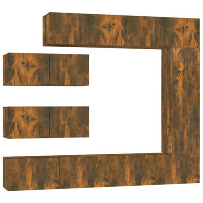 Berkfield Classic 7 Piece Tv Cabinet Set Smoked Oak Engineered Wood - image 1