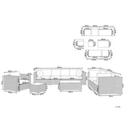 Beliani Garden Lounge Set With Table 8 Seater Maestro Modular Pe Rattan Taupe - thumbnail 3