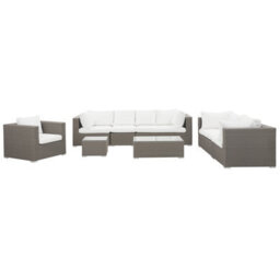 Beliani Garden Lounge Set With Table 8 Seater Maestro Modular Pe Rattan Taupe - thumbnail 4