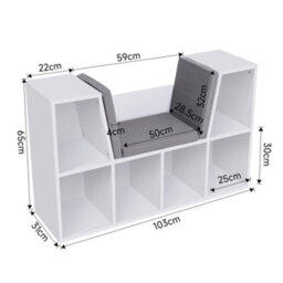Thehotsale White 6 Compartments Cozy Kids' Bookcase With Reading Seat - thumbnail 8