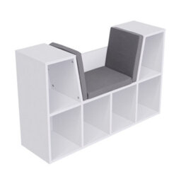 Thehotsale White 6 Compartments Cozy Kids' Bookcase With Reading Seat - thumbnail 4