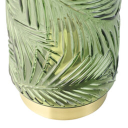 Happy Homewares Modern Palm Tree Emerald Forest Green Glass Table Lamp With Satin Brass Base - thumbnail 3