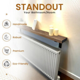 Radiator Shelf Wall Mounted Solid Wood, Narrow Radiator Cover 15Cm Deep Rustic Handmade In Uk (Walnut, 130Cm) By Mkgt - thumbnail 5
