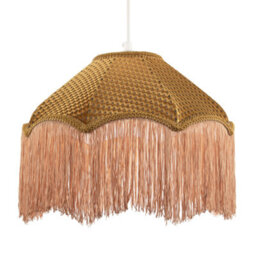 Happy Homewares Golden Ochre Victorian Scallop Pendant Light Shade With Long Tassels - thumbnail 2