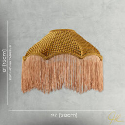 Happy Homewares Golden Ochre Victorian Scallop Pendant Light Shade With Long Tassels - thumbnail 7