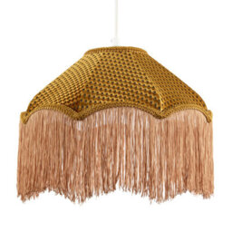 Happy Homewares Golden Ochre Victorian Scallop Pendant Light Shade With Long Tassels