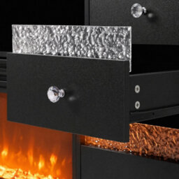 Fenchilin Electric Fireplace Tv Stand With Bluetooth Speaker 6 Rgb Led Glitter Drawers, Remote & Timer, Black 180Cm - thumbnail 9