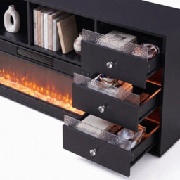 Fenchilin Electric Fireplace Tv Stand With Bluetooth Speaker 6 Rgb Led Glitter Drawers, Remote & Timer, Black 180Cm - thumbnail 8