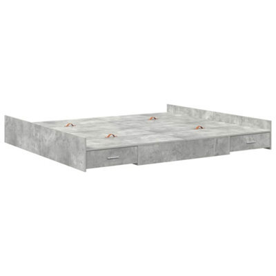 Berkfield Modern Storage Bed Frame Concrete Grey 200 X 200 Cm Engineered Wood - image 1