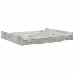 Berkfield Modern Storage Bed Frame Concrete Grey 200 X 200 Cm Engineered Wood - thumbnail 7