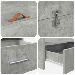 Berkfield Modern Storage Bed Frame Concrete Grey 200 X 200 Cm Engineered Wood - thumbnail 9