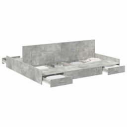 Berkfield Modern Storage Bed Frame Concrete Grey 200 X 200 Cm Engineered Wood - thumbnail 3