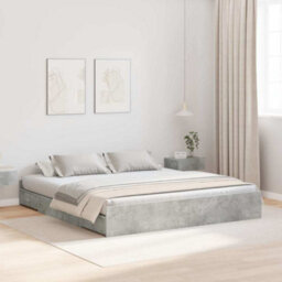 Berkfield Modern Storage Bed Frame Concrete Grey 200 X 200 Cm Engineered Wood - thumbnail 2