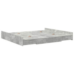 Berkfield Modern Storage Bed Frame Concrete Grey 200 X 200 Cm Engineered Wood - thumbnail 1