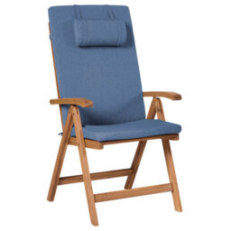 Beliani Set Of 6 Garden Chairs With Cushions Java Premium Acacia Wood Blue - thumbnail 4
