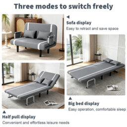 Double Fabric Sofa Bed Sleeper Couch Sofabed Settee Recliner Beds Folding 184Cm - thumbnail 4