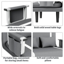 Double Fabric Sofa Bed Sleeper Couch Sofabed Settee Recliner Beds Folding 184Cm - thumbnail 5