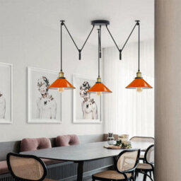 Ledsone 3 Head Ceiling Spider Pendant Lighting E26 110-240V 60W Orange 2M Chandelier Lighting 3 Arms For Bedroom Diy Bulb Included - thumbnail 4