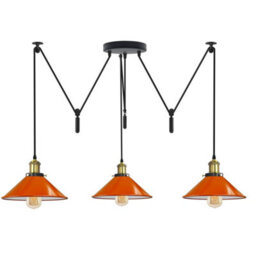 Ledsone 3 Head Ceiling Spider Pendant Lighting E26 110-240V 60W Orange 2M Chandelier Lighting 3 Arms For Bedroom Diy Bulb Included - thumbnail 1