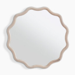 Furniturebox Uk Damaris Wood Medium 70X70Cm Wavy Round Wall Mirror - thumbnail 3