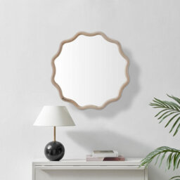 Furniturebox Uk Damaris Wood Medium 70X70Cm Wavy Round Wall Mirror - thumbnail 2