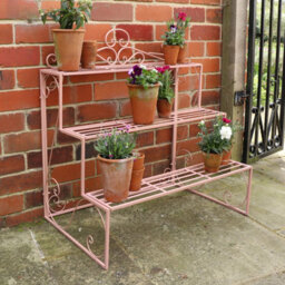 Melody Maison Pink Metal Three Tier Plant Stand - thumbnail 1