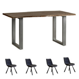 Grey Medium Dining Table 1.5M Set With 4 Chairs - thumbnail 1