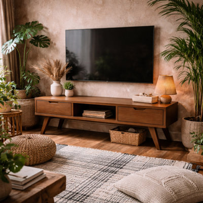 Wyld Haus Jyvaskyla Dark Oak Tv Unit With 2 Drawers And Sliding Door - image 1