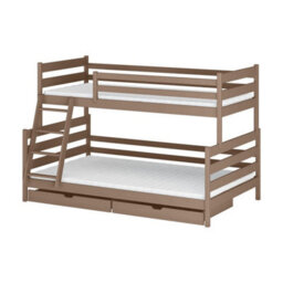 Arte Fami Milk Chocolate Wooden Bunk Bed With Drawers - Foam Mattresses - 90 X 200 Cm & 120 X 200 Cm - thumbnail 1
