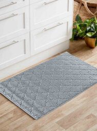Ivy Washable Trellis Design Anti Slip Doormats Silver 50X80 Cm