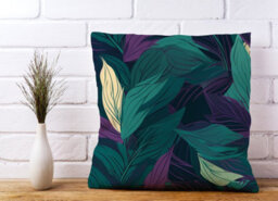 Warren Reed Designer Green Purple Tropical Leaves Cushions 45Cm X 45Cm - thumbnail 2