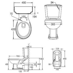 Affine Traditional Bathroom Cloakroom Suite Close Coupled Toilet Wc Green Vanity Unit - thumbnail 7