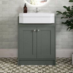 Affine Traditional Bathroom Cloakroom Suite Close Coupled Toilet Wc Green Vanity Unit - thumbnail 3