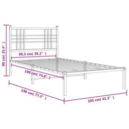 Berkfield Metal Bed Frame Without Mattress With Headboard Black 100X190Cm - thumbnail 8